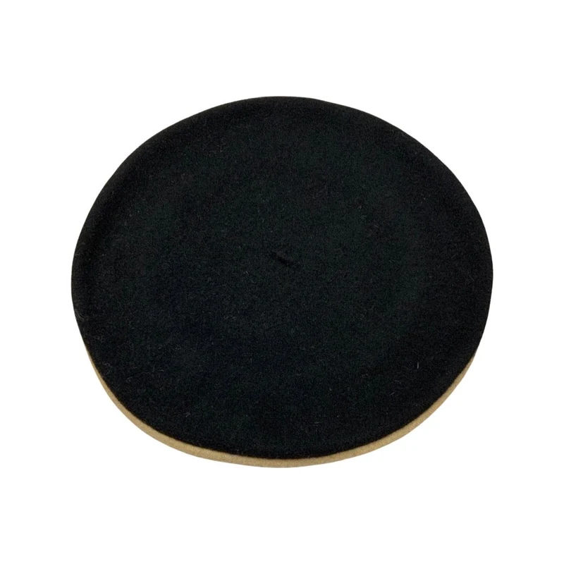 Vintage Black Beige Two-Tone Beret