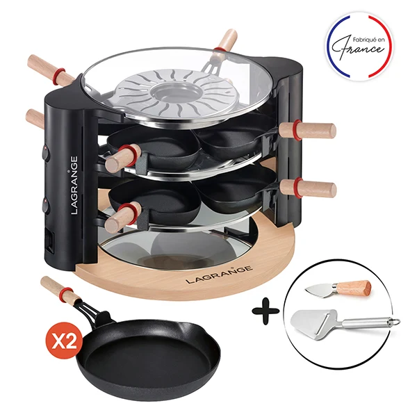 Raclette Evolution avec accessoires à fromage et deux grands poêlons Lagrange