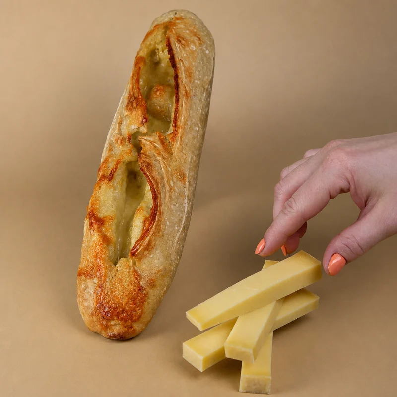 Baguette au levain au fromage gruyère