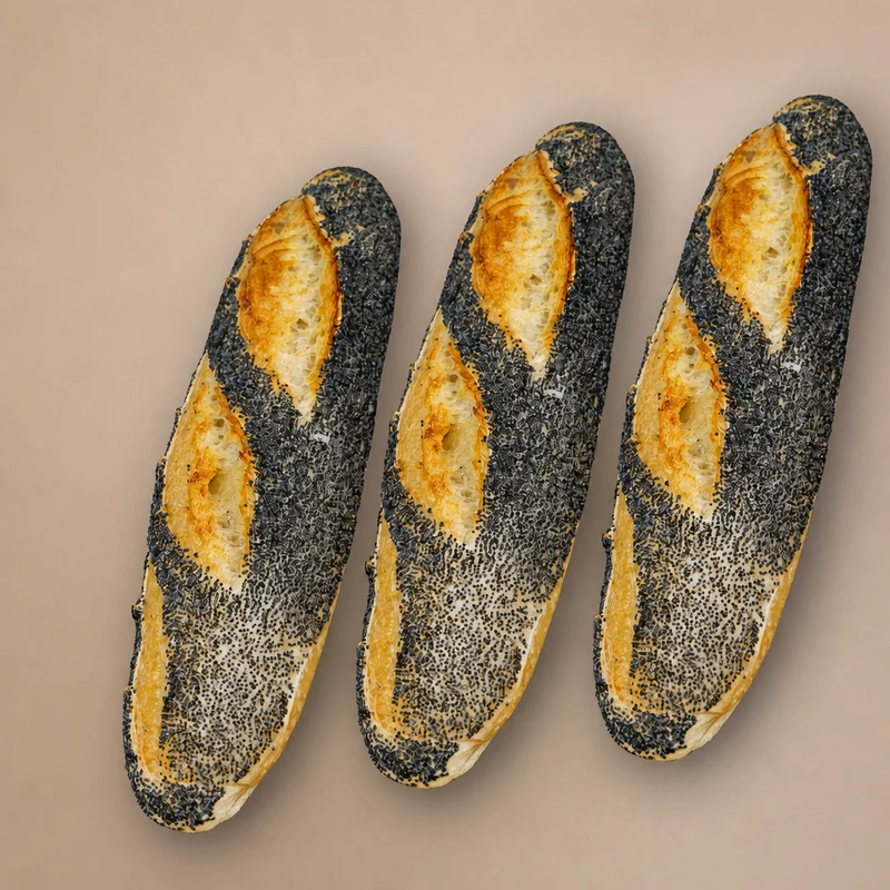 Baguettes au levain aux graines de pavot (paquet de 3)