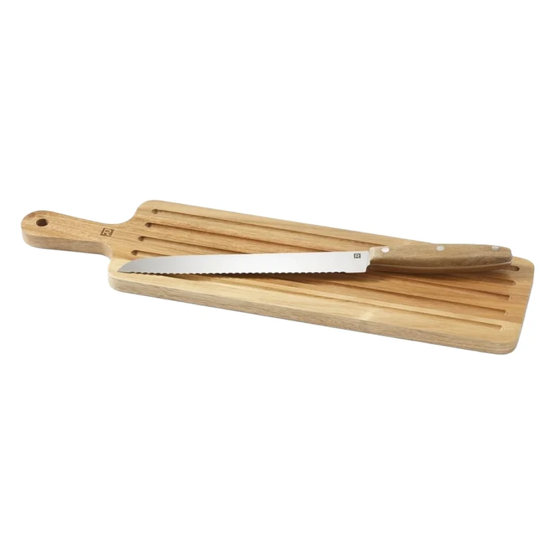 Ensemble de couteau à pain et planche en bois d'acacia
