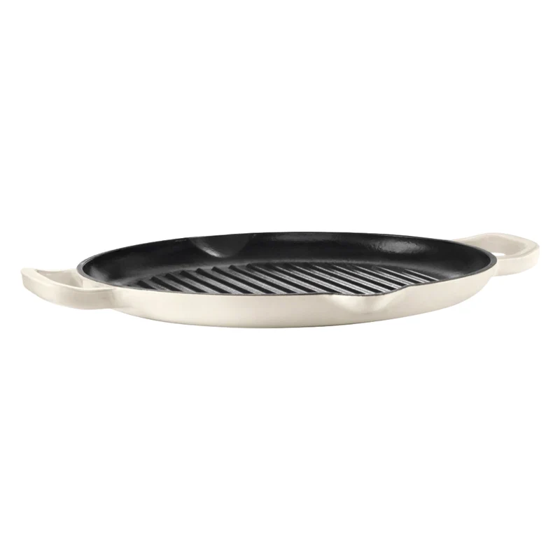 Poêle à griller en fonte émaillée blanche 32 cm