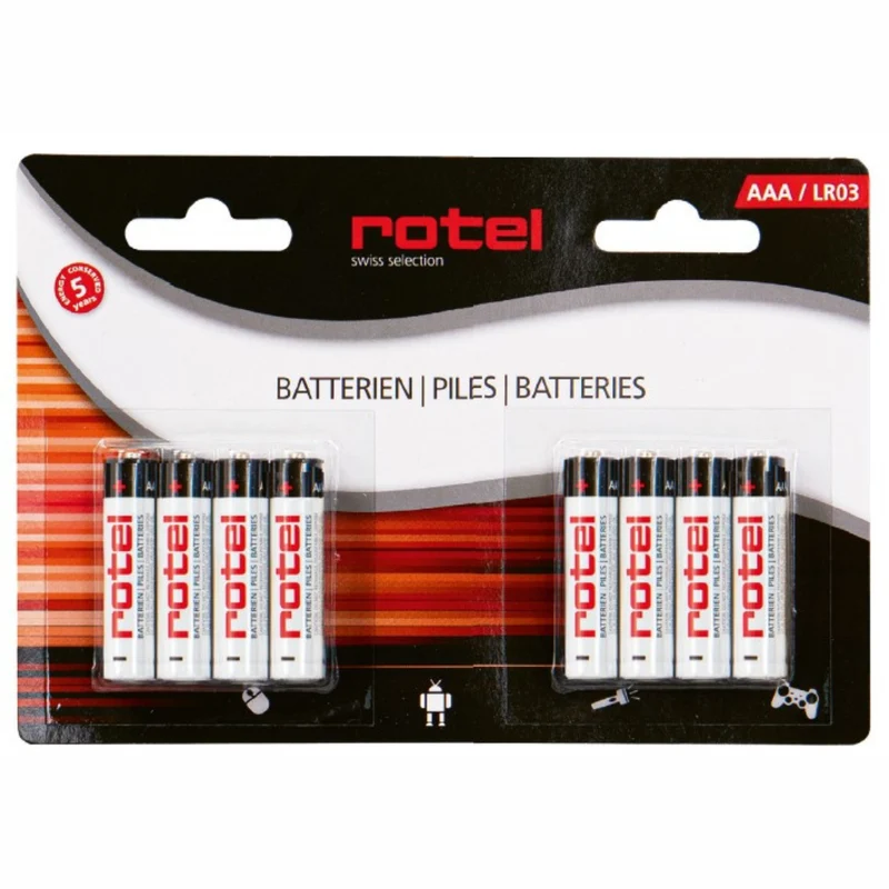 48 Stück ROTEL Alkaline Batterien AAA LR3
