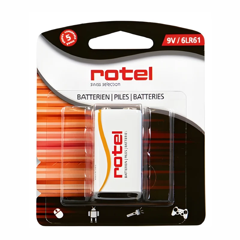 12 Stück ROTEL Alkaline Batterie 9V 6LR61