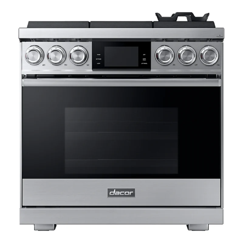 Cuisinière au gaz 36 po, 5,4 pi³ Inox argenté avec Brûleurs SimmerSear™, Convection et Wi-Fi-Bluetooth