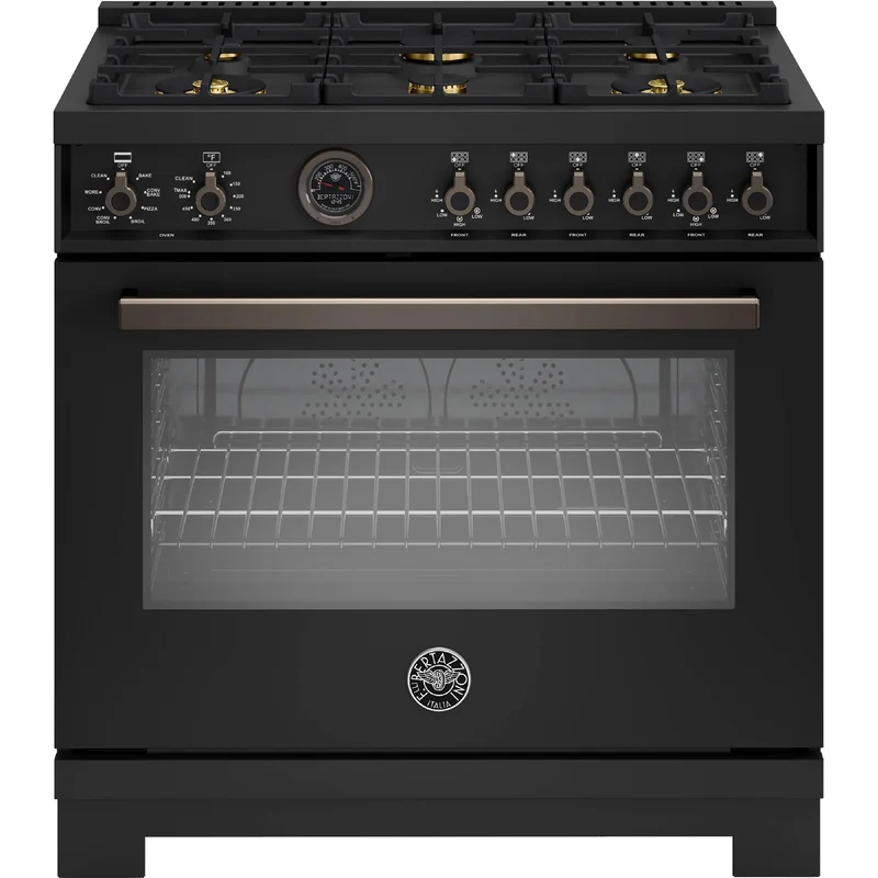 Bertazzoni Cuisinière autoportante à bi-énergie de 36 pouces avec technologie Air Fry PRO366BCFEPCAT
