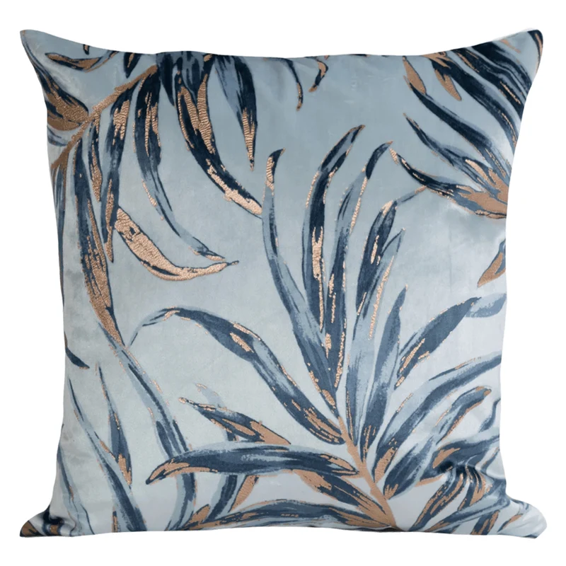 Coussin 18 x 18 po en velours imprimé d'un feuillage - Beverly Hills