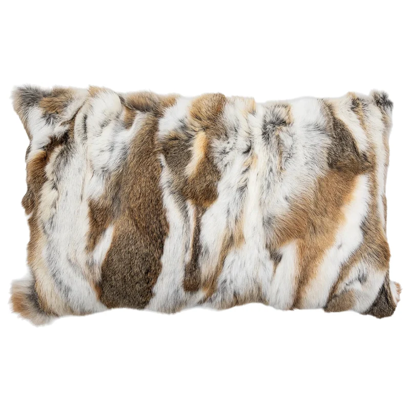 Coussin 12 x 20 po en véritable fourrure de lapin - Mira