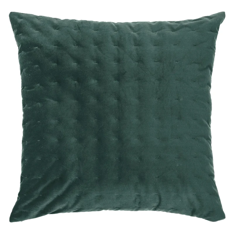 Coussin européen 25 x 25 po en velours vert foncé - Riad