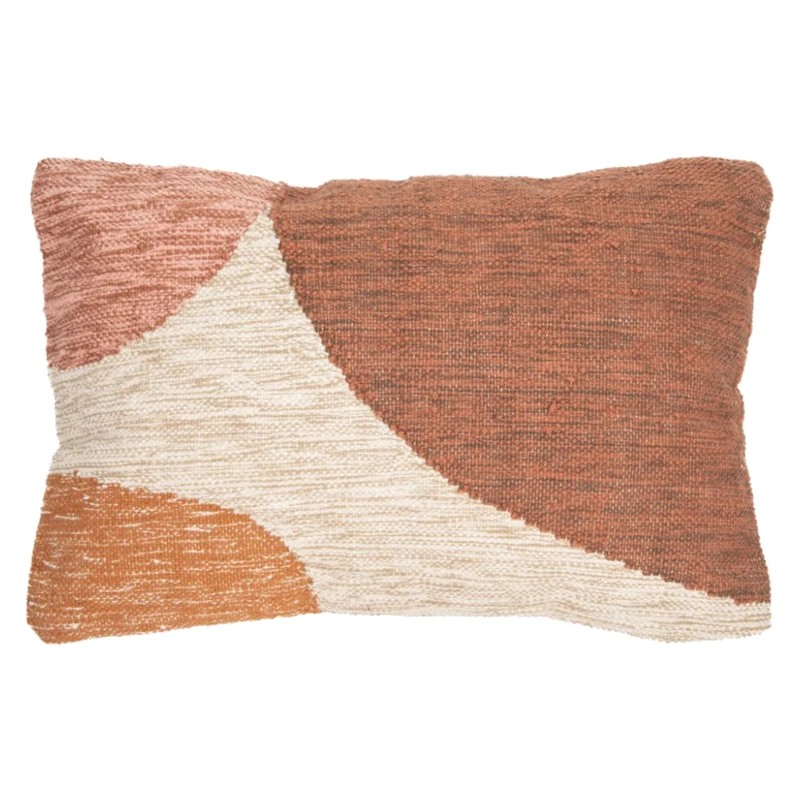 Coussin 16 x 24 po en coton aux couleurs chaudes - Bello