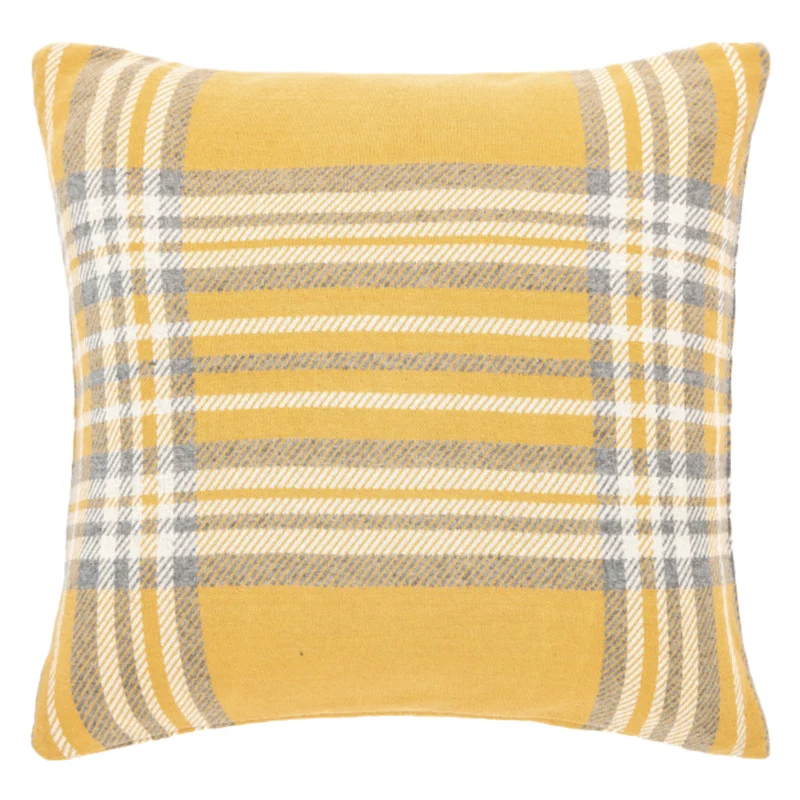 Coussin en coton à carreaux jaunes - Vicky