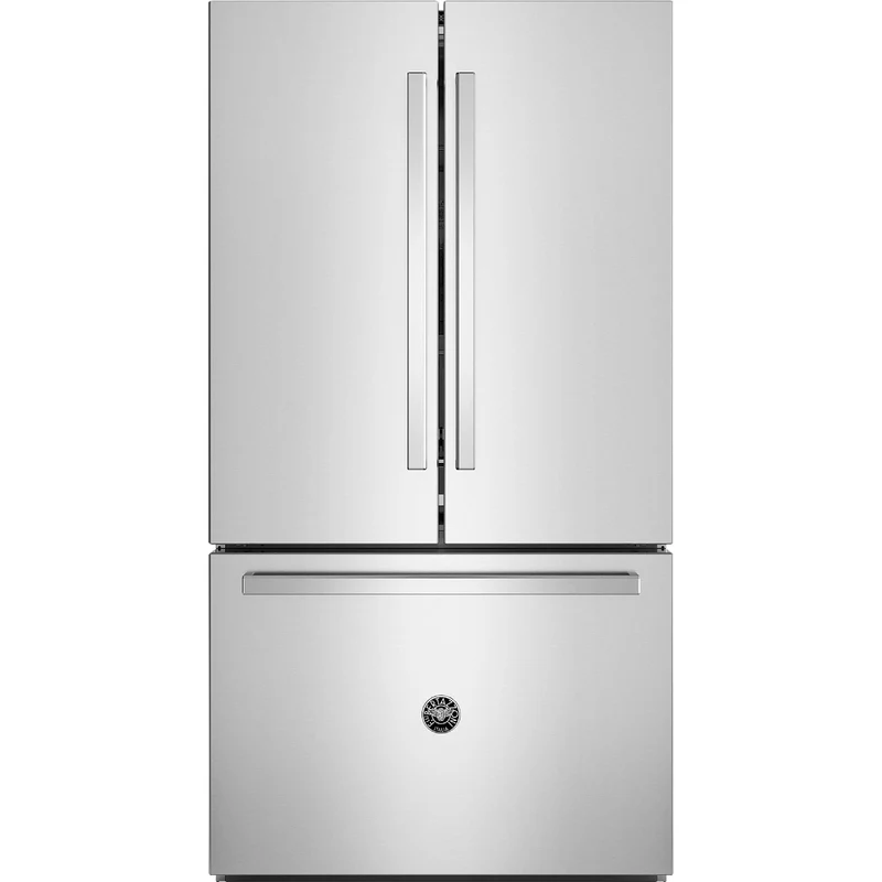 Bertazzoni Réfrigérateur trois portes avec porte à deux battants à profondeur de comptoir de 36 pouces, 26,2 pi. cu. avec machine à glaçons et distributeur d'eau RFD36FZNX
