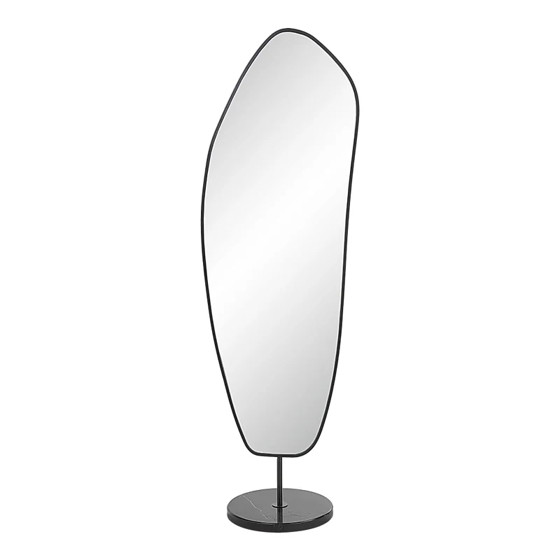 Miroir sur pied avec un cadre en fer et en marbre noir 71,5 po - Arlon