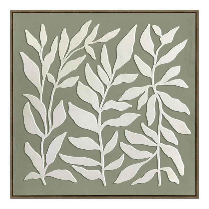 Toile 40 x 40 po avec un cadre en bois - Leafy Silhouettes