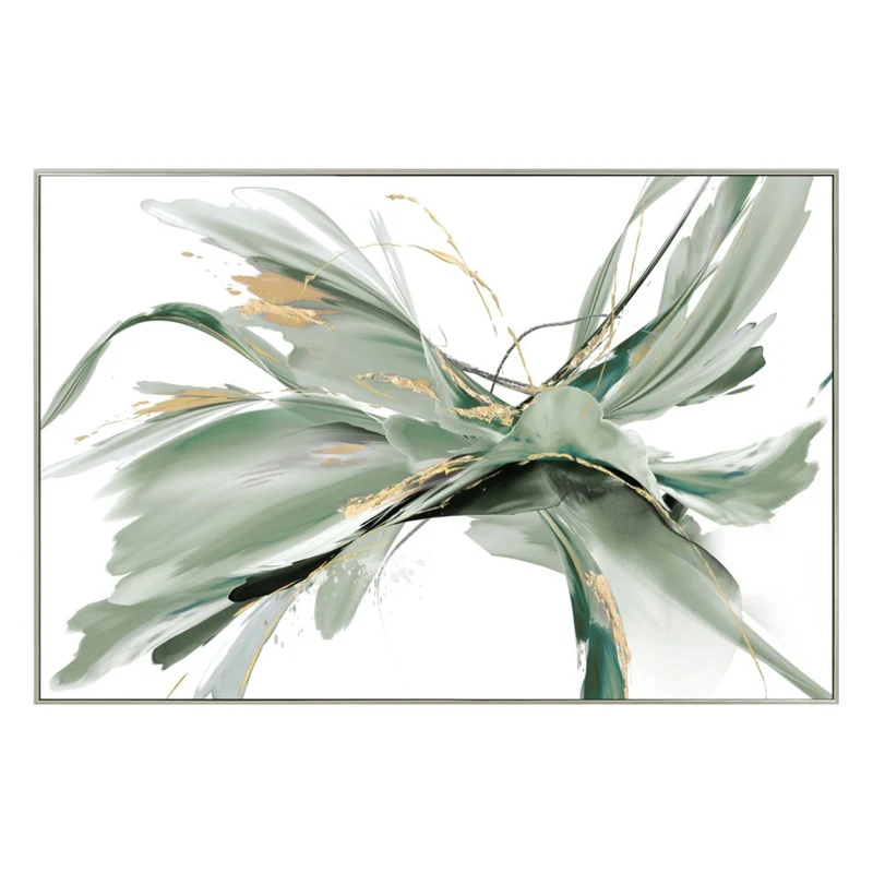 Toile 48 x 32 po avec un cadre en métal champagne - Agave Dance