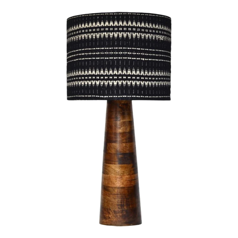 Lampe de table en bois de manguier brun noyer 30 po - Elixir