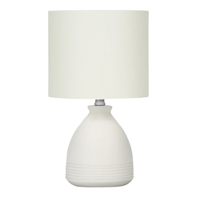 Lampe de table en céramique crème avec des rainures texturées 17 po - I 9741