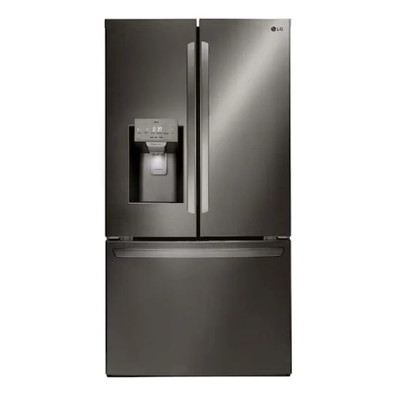 Réfrigérateur porte française 36 po, 28 pi³ à 3 portes Inox noir avec distributeur d'eau et glaçons