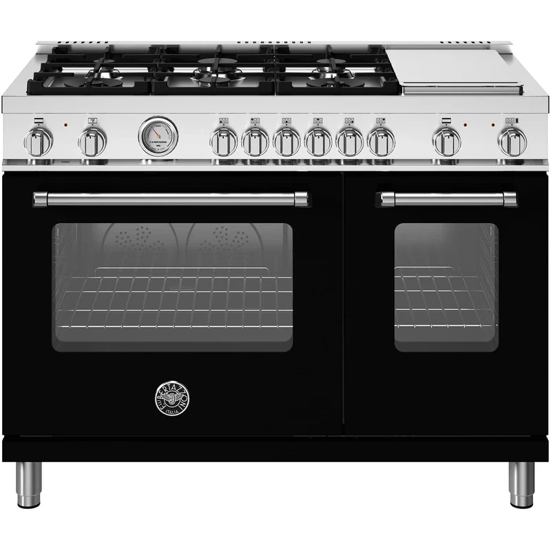 Bertazzoni Cuisinière amovible à biénergie de 48 pouces avec plaque chauffante MAS486GDFMNEV