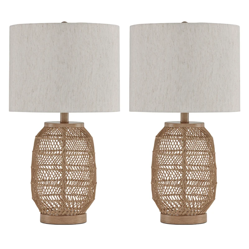 Ensemble de 2 lampes de table en rotin tressé naturel 23 po. - Orenman