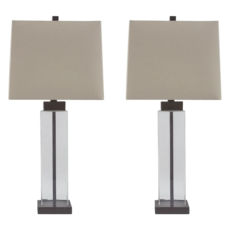 Ensemble de 2 lampes sur table en verre et métal bronze 29 po - Alvaro