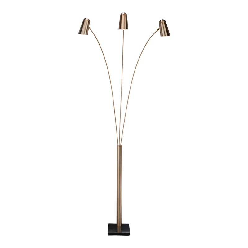 Lampe sur pied arquée en métal doré et marbre noir 95 po - Colldale