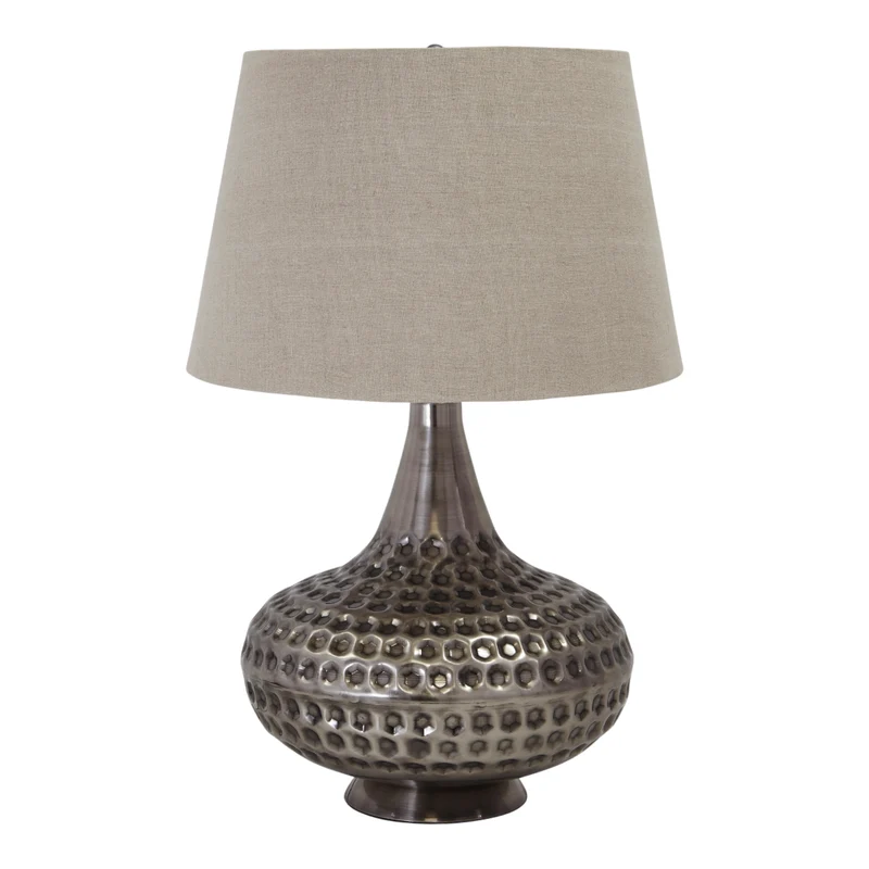 Lampe de table en métal texturé gris étain 27 po - Sarely