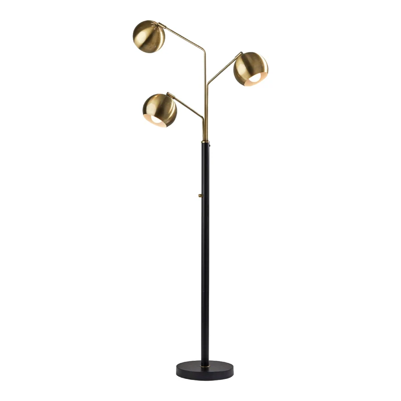 Lampe sur pied en métal noir et or industriel 67 po. - Windsor