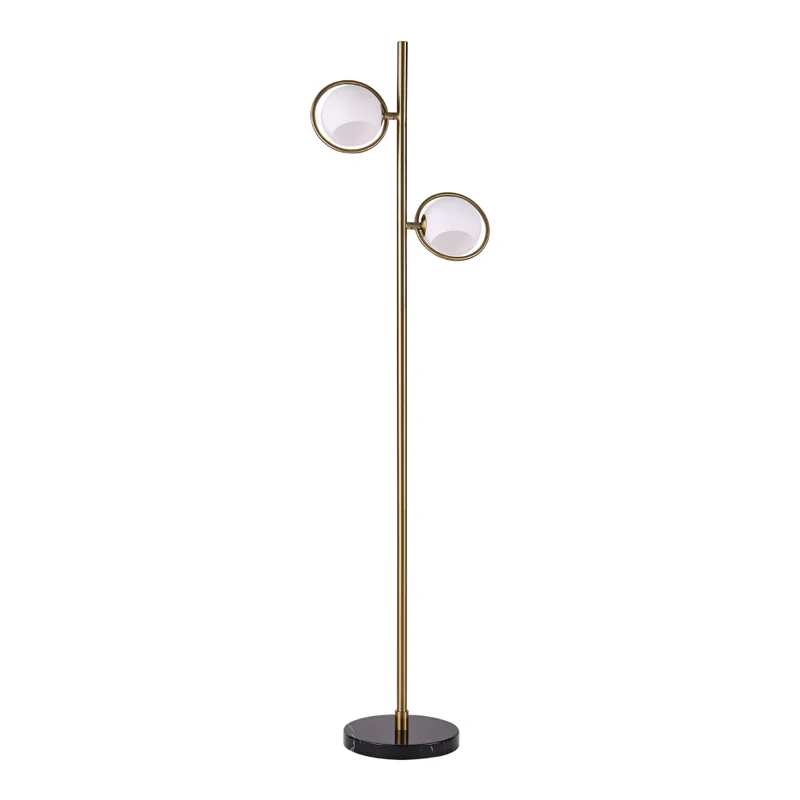 Lampe sur pied en métal doré et marbre noir 59 po. - KM1592F-2