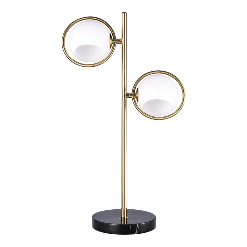 Lampe de table en métal doré et marbre noir 26 po. - KM1592T-2