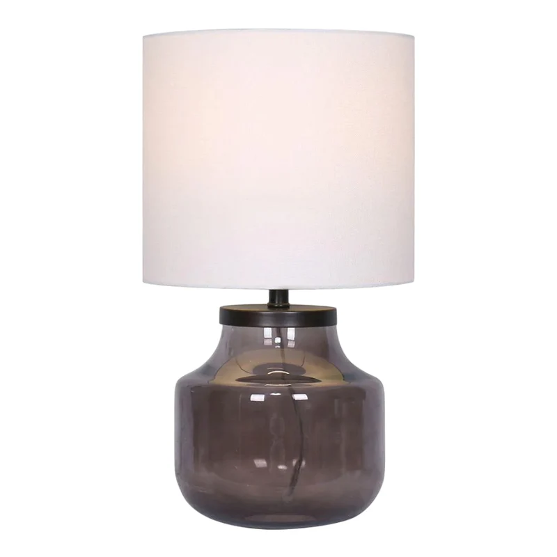 Lampe de table en verre gris fumé 19 po. - Aurelia