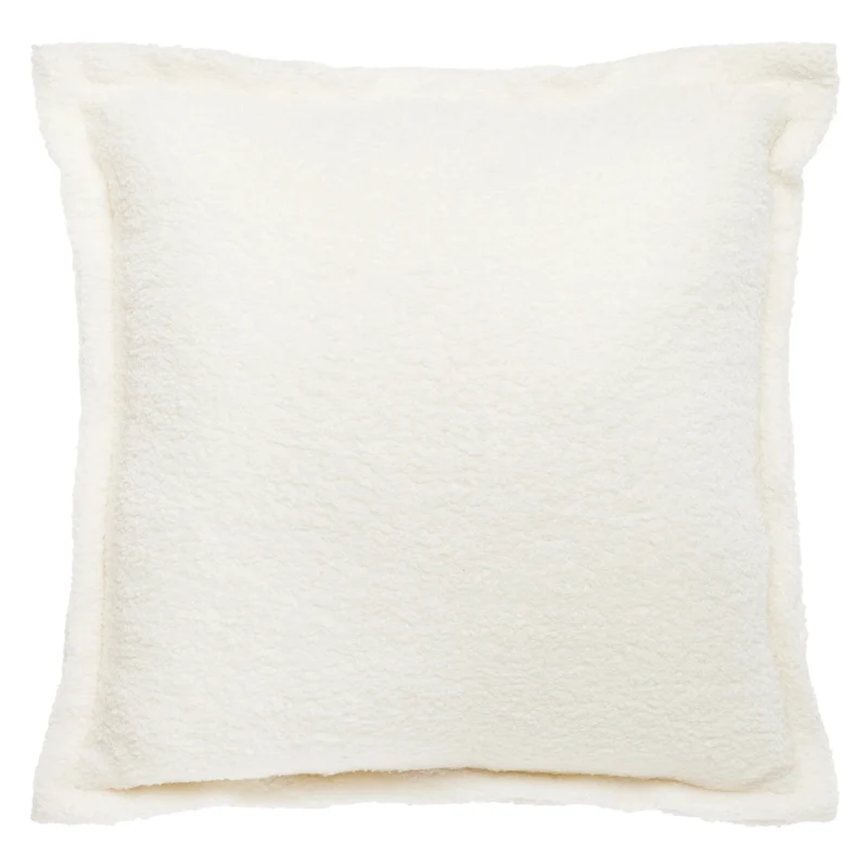 Coussin 18 x 18 po en tissu bouclé blanc - Woolly