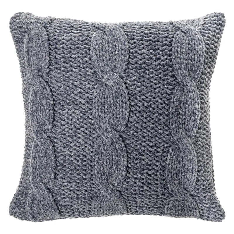 Coussin 18 x 18 po en laine gris - Mitos