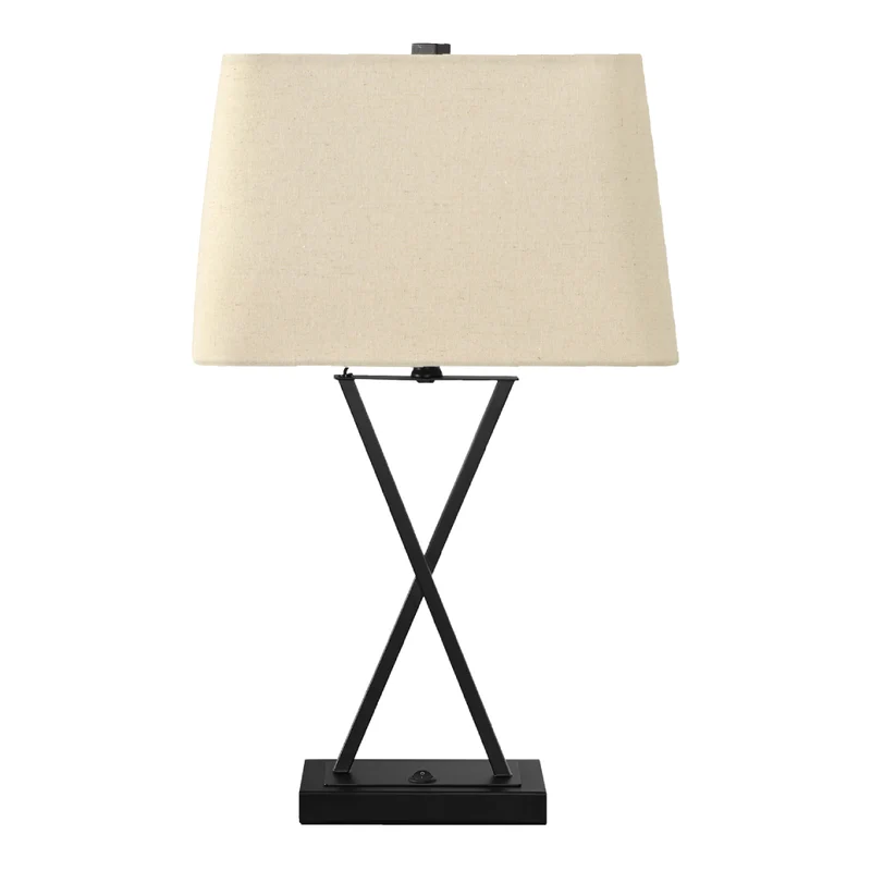 Lampe de table en métal noir avec port USB intégré 25 po - I 9638