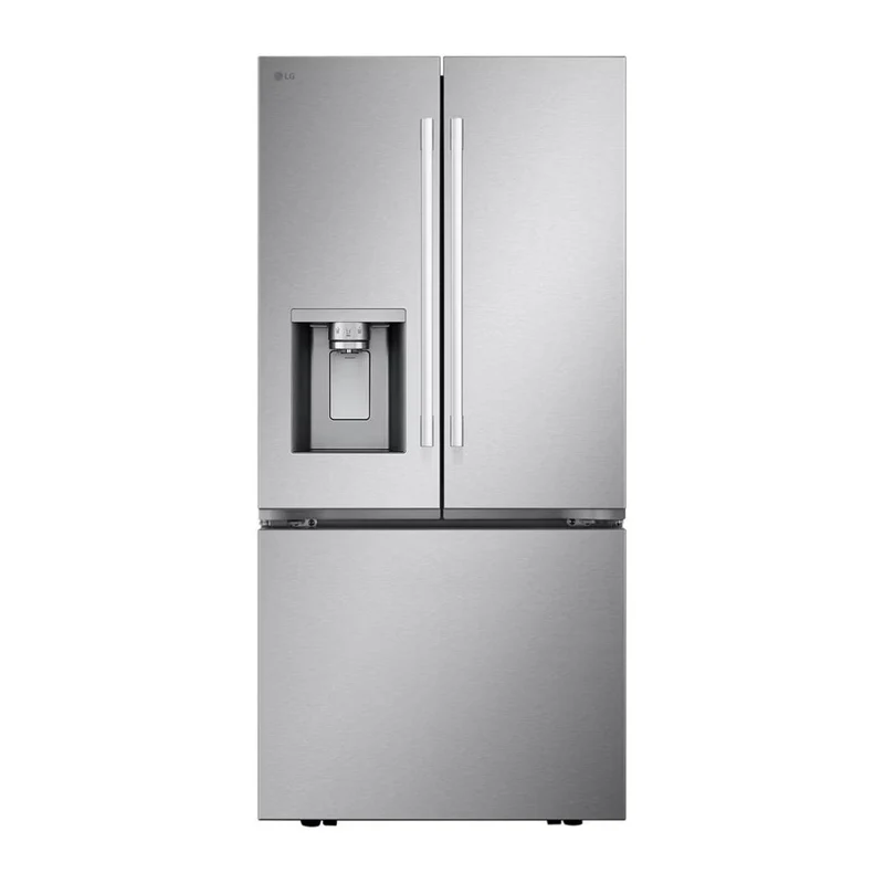 Réfrigérateur porte française 33 po, 25 pi³ Inox à 3 portes avec Distributeur d'eau et de glaçons
