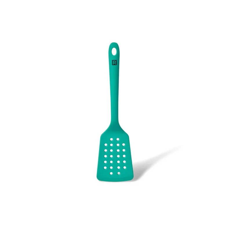 Mini spatule trouée en silicone turquoise