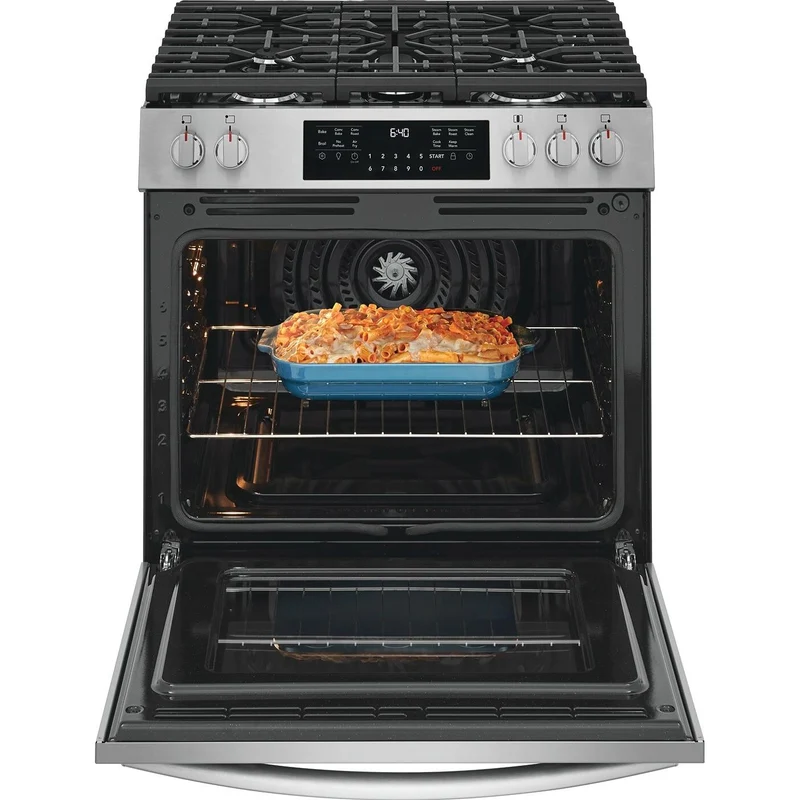 Frigidaire Gallery Cuisinière autoportante à gaz de 30 pouces avec technologie convection GCFG3059BF