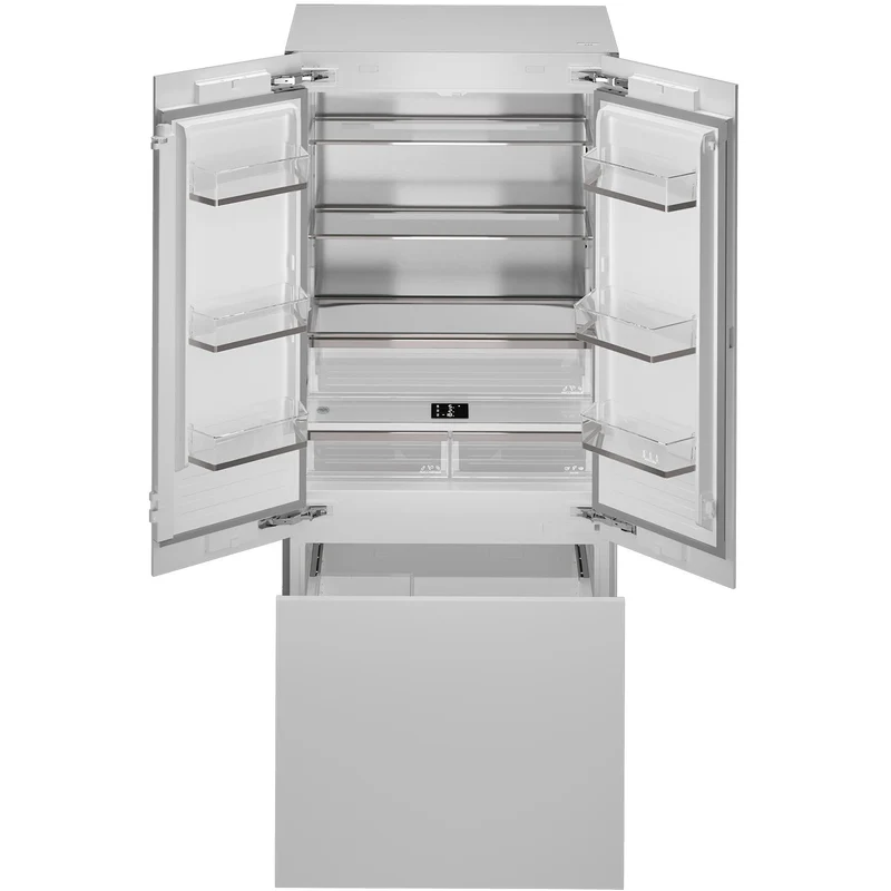 Bertazzoni Réfrigérateur encastré à trois portes avec porte à deux battants de 36 pouces avec distributeur de glaçons et distributeur d'eau interne REF36FDBZPNV/24