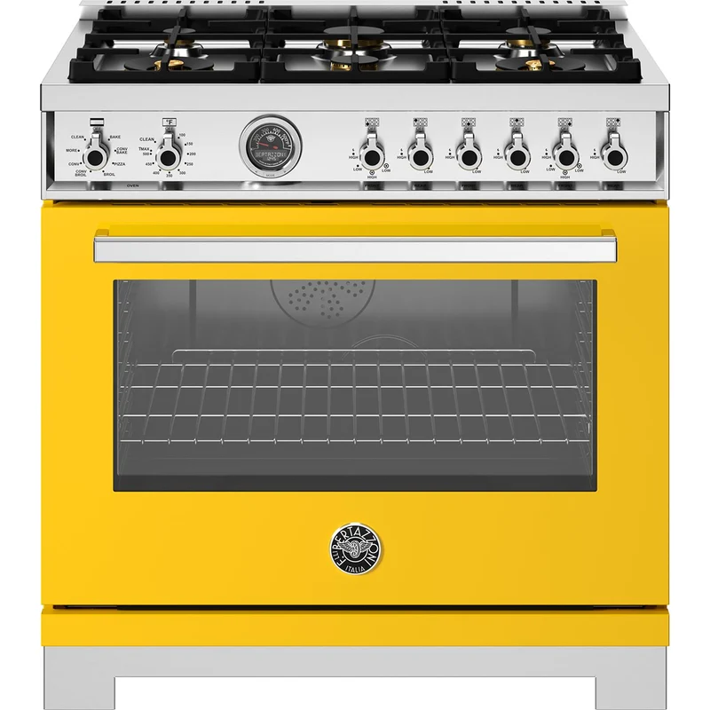 Bertazzoni Cuisinière autoportante à bi-énergie de 36 pouces avec technologie Air Fry PRO366BCFEPGIT