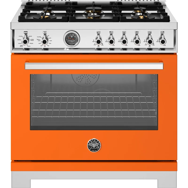 Bertazzoni Cuisinière autoportante à bi-énergie de 36 pouces avec technologie Air Fry PRO366BCFEPART