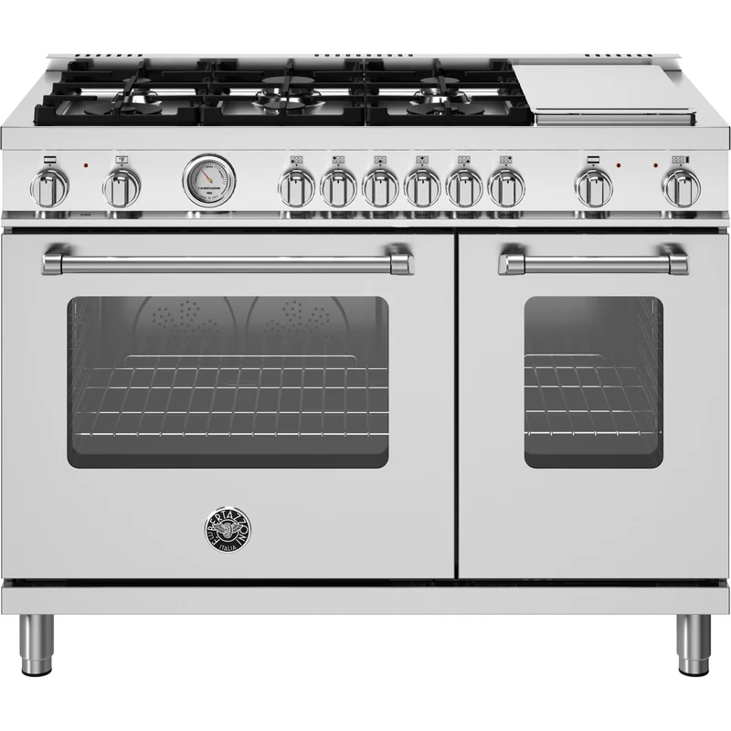Bertazzoni Cuisinière amovible à biénergie de 48 pouces avec plaque chauffante MAS486GDFMXV