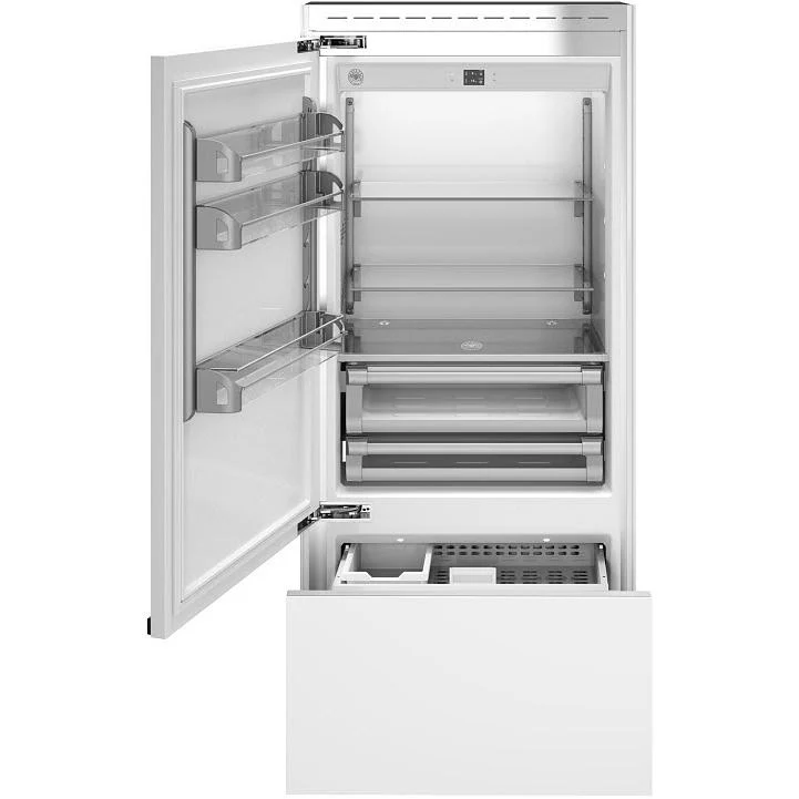Bertazzoni Réfrigérateur à congélateur inférieur intégré de 36 pouces, 19,6 pi. cu. avec affichage numérique REF36BMBIPLT