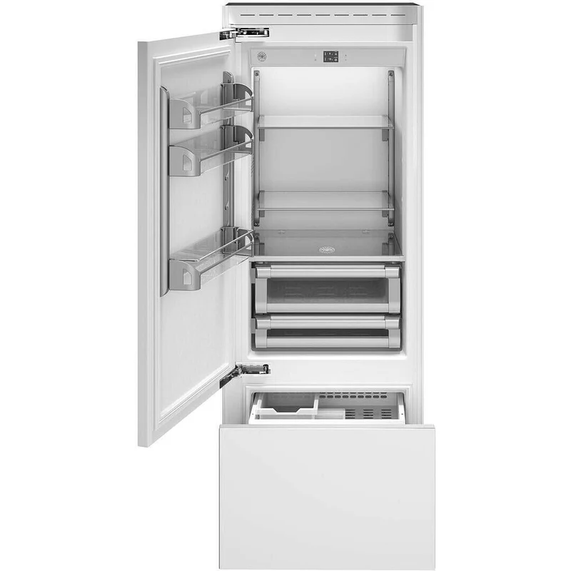 Bertazzoni Réfrigérateur à congélateur inférieur intégré de 30 pouces, 15,5 pi. cu. avec affichage numérique REF30BMBIPLT
