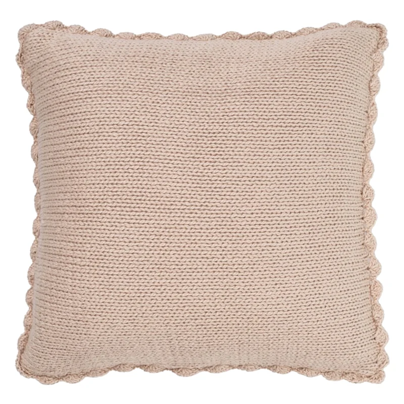 Coussin 18 x 18 po en coton beige - Mamounette