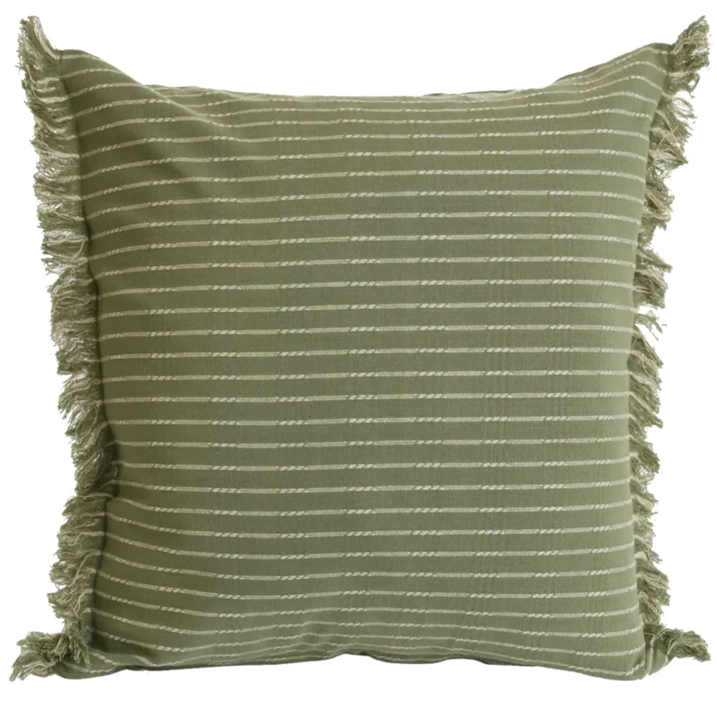 Coussin 18 x 18 po aux rayures fines vertes