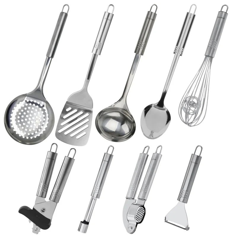 Ensemble de 9 ustensiles de cuisine inox Fackelmann Ovale