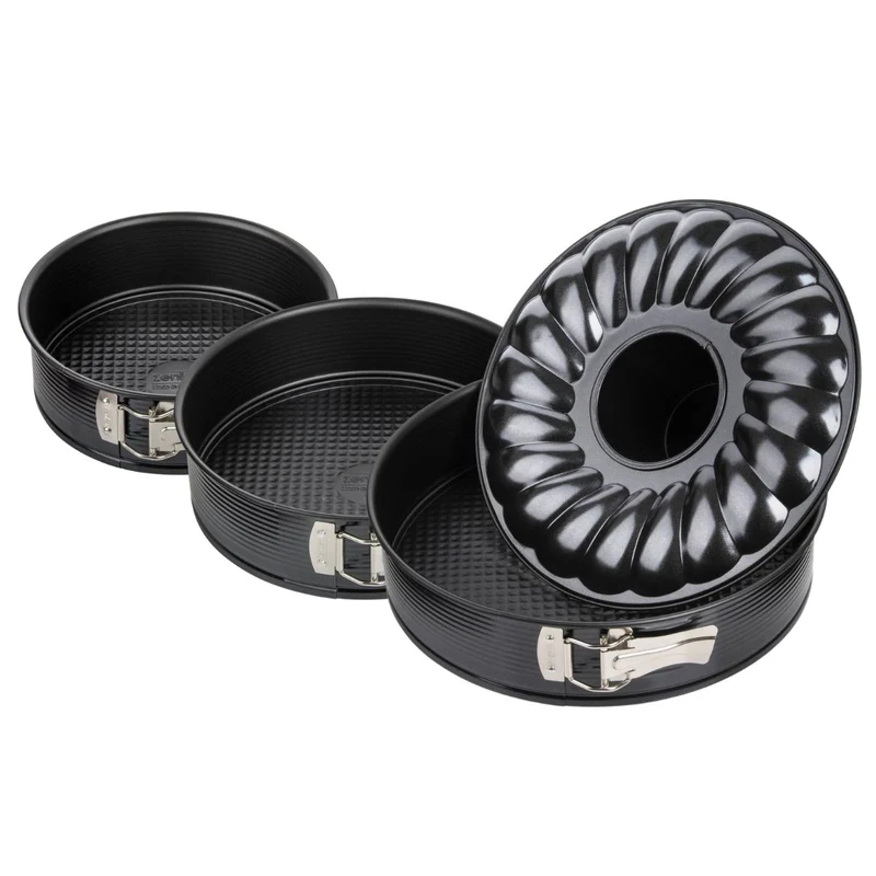 Set de 2 moules à manqué et 1 moule à manqué et savarin diamètres 20, 24 , 28 cm Zenker Black Metallic