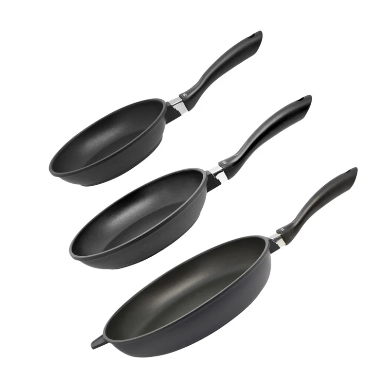 Set de 3 poêles à frire 24 cm 28 cm et 32 cm sans PFAS Elo Alucast