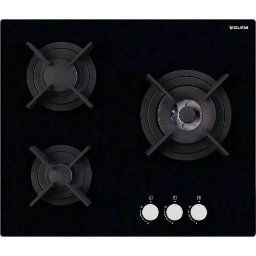 Table de cuisson verre gaz 60 cm Glem GV635HBK