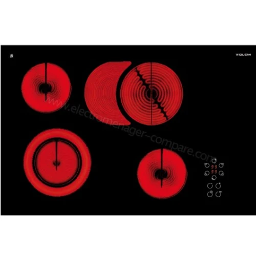 Table de cuisson vitroc?ramique 4 x High-Light 77 cm Glem GTH75T